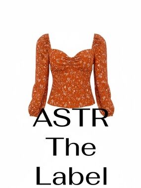 ASTR The Label Rust Floral Long-Sleeve Peplum Top